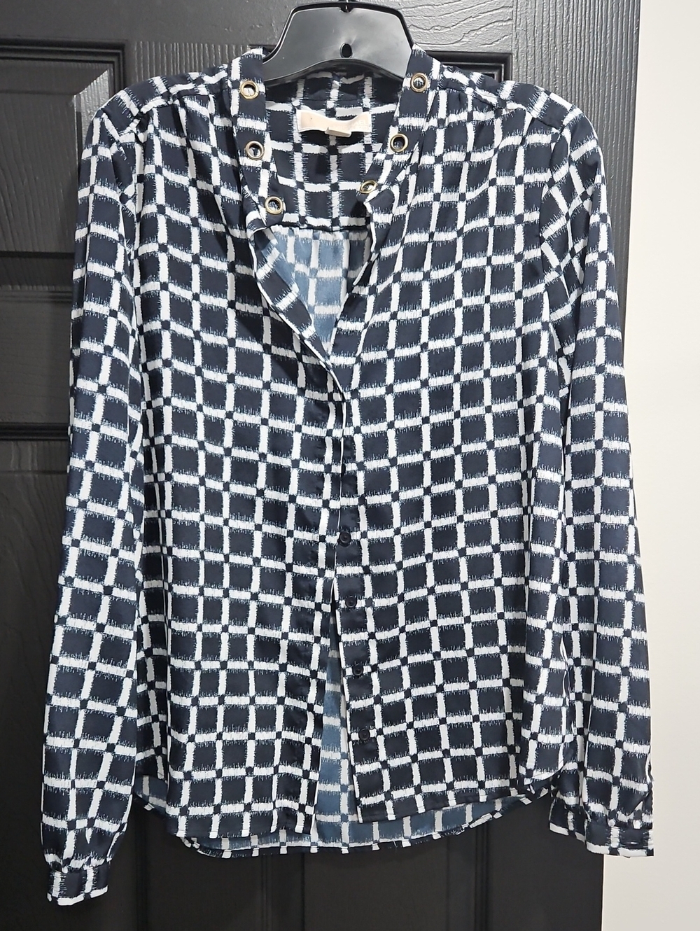 MICHAEL Michael Kors Navy and White Windowpane Button-Front Shirt